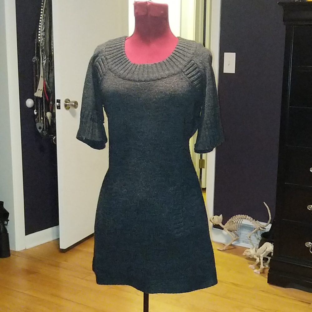 New York & Company Grey Sweater Dress W/ Pocket